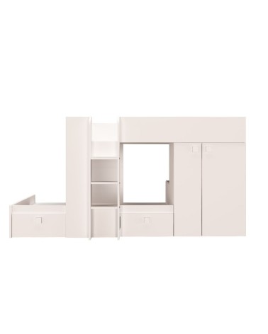 Letto a castello 1277 reversibile con due cassetti e armadio colore bianco