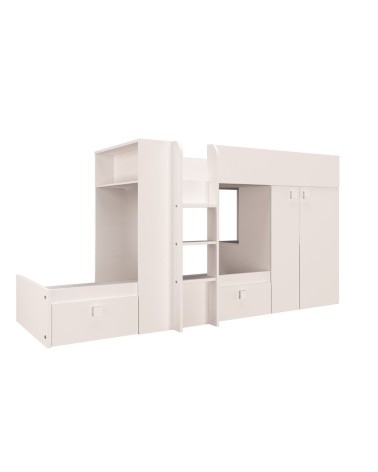 Letto a castello 1277 reversibile con due cassetti e armadio colore bianco