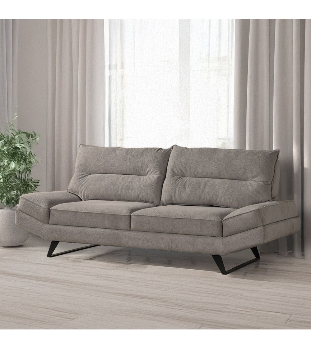 Divano contenitore Lena 3 posti con schienali basculanti in tessuto microfibra Caddy 620 tortora