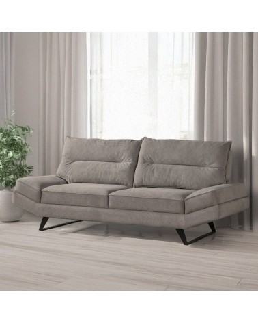 Divano contenitore Lena 3 posti con schienali basculanti in tessuto microfibra Caddy 620 tortora
