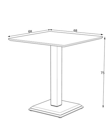 Tavolo quadrato Carvel in colore ossido 68x68x75 H cm.