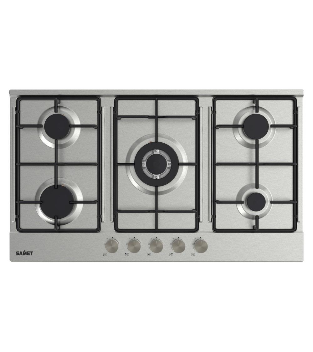 Piano cottura Samet Apollo 2 a gas da incasso 5 fuochi 90 cm. in acciaio inox