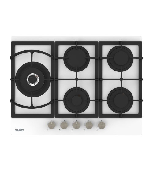 Piano cottura Samet Dafne70 a gas da incasso 5 fuochi 70 cm in vetro bianco