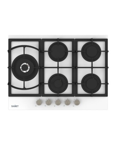 Piano cottura Samet Dafne70 a gas da incasso 5 fuochi 70 cm in vetro bianco