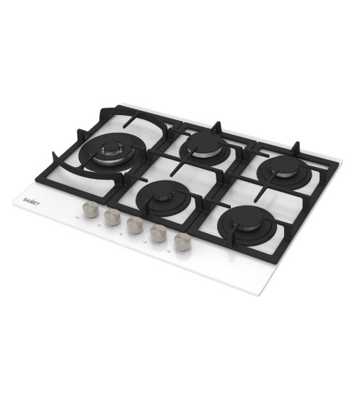 Piano cottura Samet Dafne70 a gas da incasso 5 fuochi 70 cm in vetro bianco
