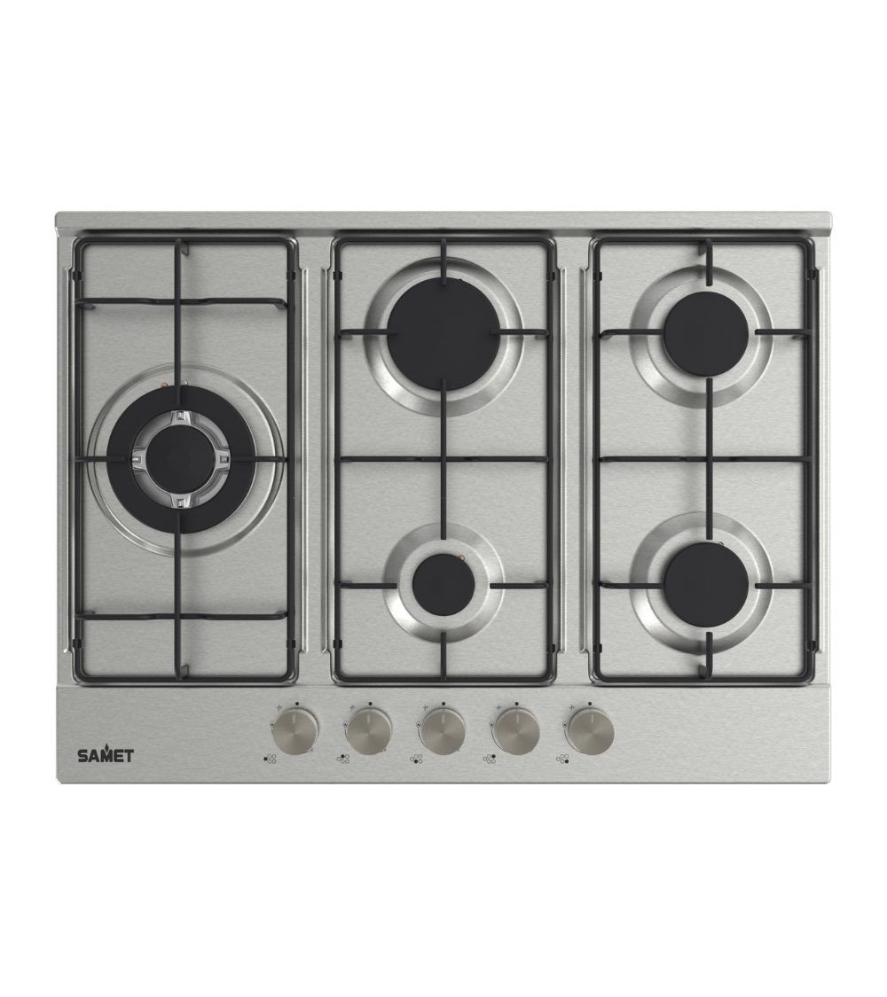 Piano cottura Ercole2 a gas da incasso 5 fuochi 70 cm. in acciaio inox