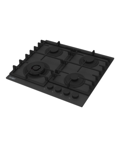 Piano cottura Samet Zacinto 60 a gas da incasso 4 fuochi 60 cm. in vetro temperato satinato opaco nero
