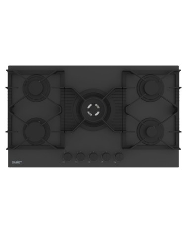 Piano cottura Samet Zacinto 90 a gas da incasso 5 fuochi 90 cm. in vetro temperato satinato opaco nero