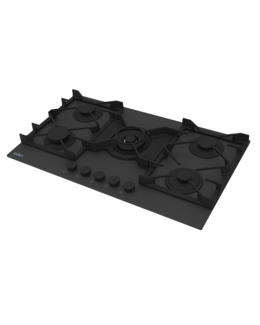 Piano cottura Samet Zacinto 90 a gas da incasso 5 fuochi 90 cm. in vetro temperato satinato opaco nero