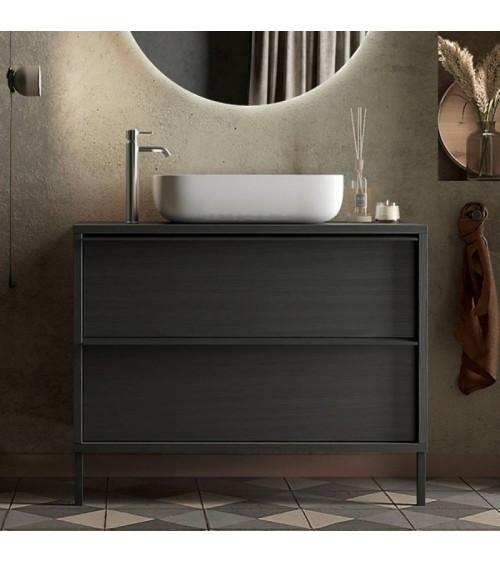 Mobile bagno Adam105 con 2 cassetti nero frassinato con lavabo