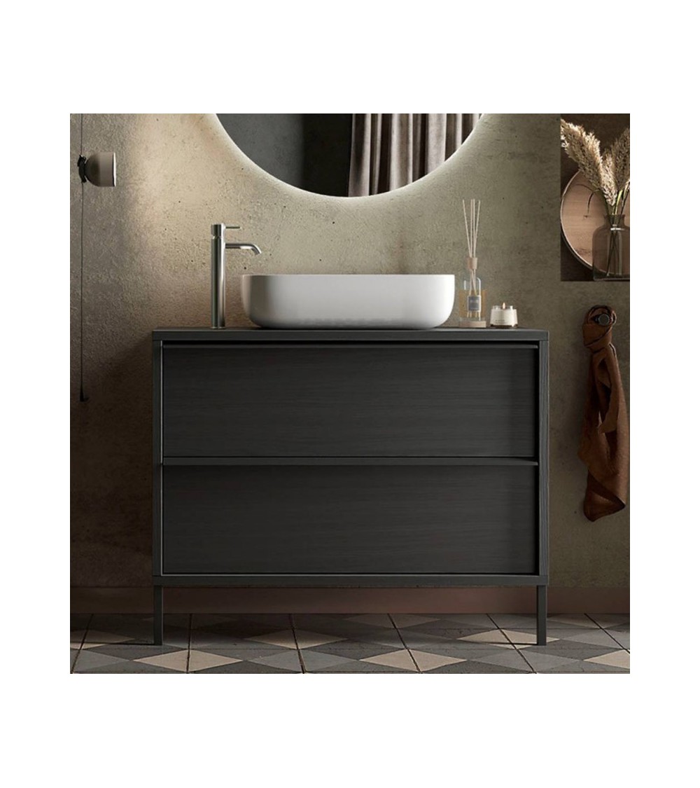 Mobile bagno Adam105 con 2 cassetti nero frassinato con lavabo