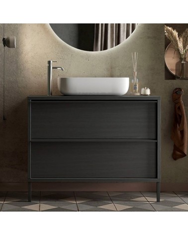 Mobile bagno Adam105 con 2 cassetti nero frassinato con lavabo