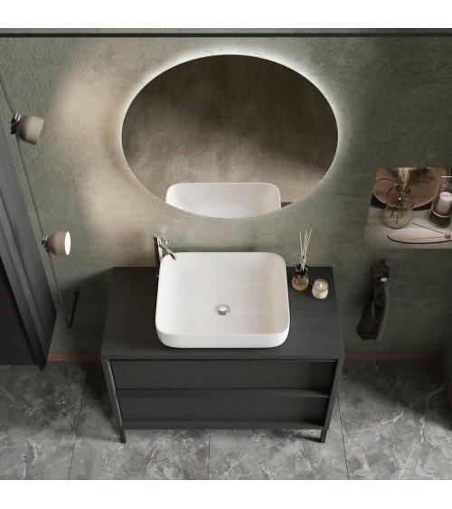 Mobile bagno Adam105 con 2 cassetti nero frassinato con lavabo
