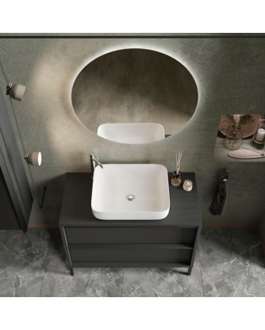 Mobile bagno Adam105 con 2 cassetti nero frassinato con lavabo