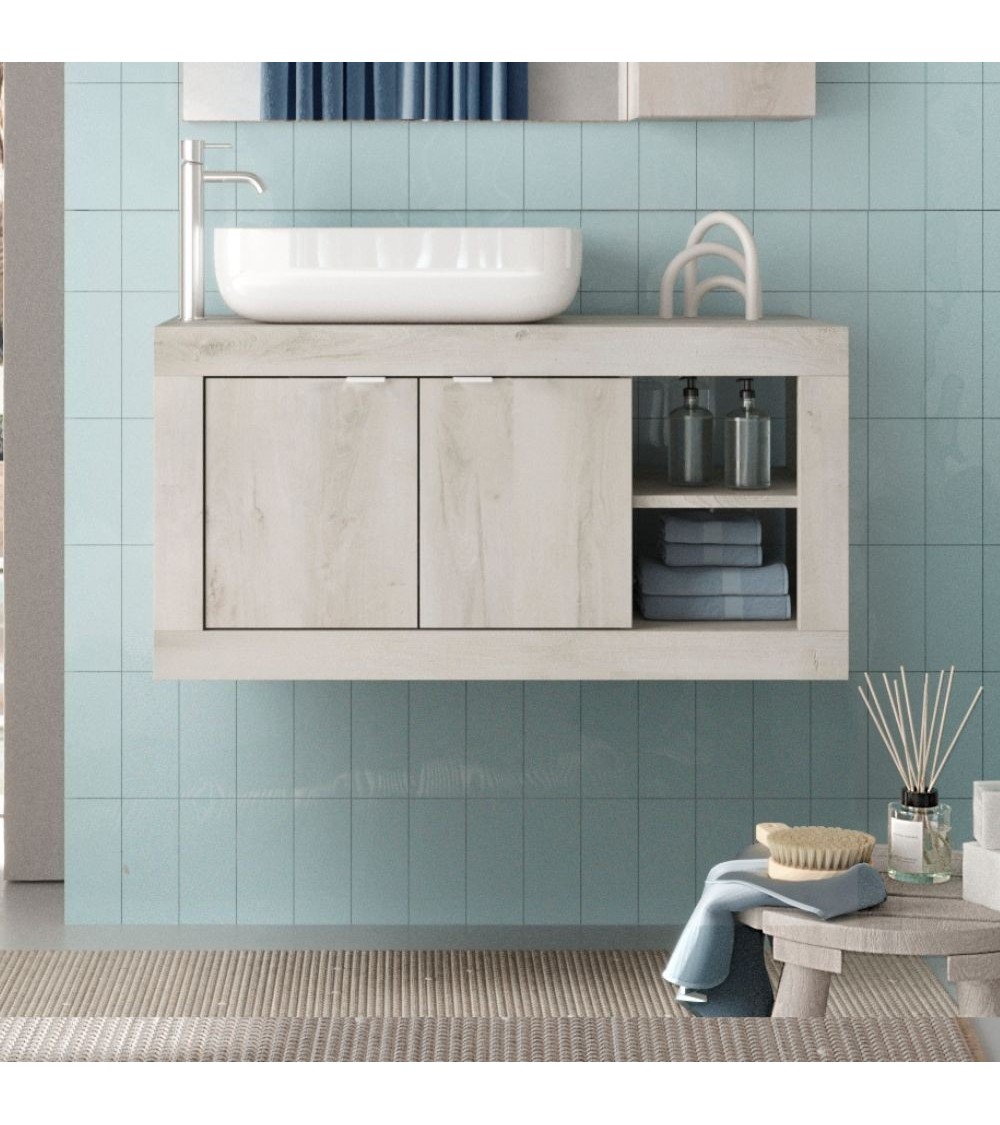 Mobile bagno sospeso Basic92 colore pino bianco