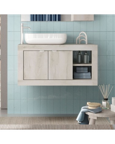 Mobile bagno sospeso Basic92 colore pino bianco