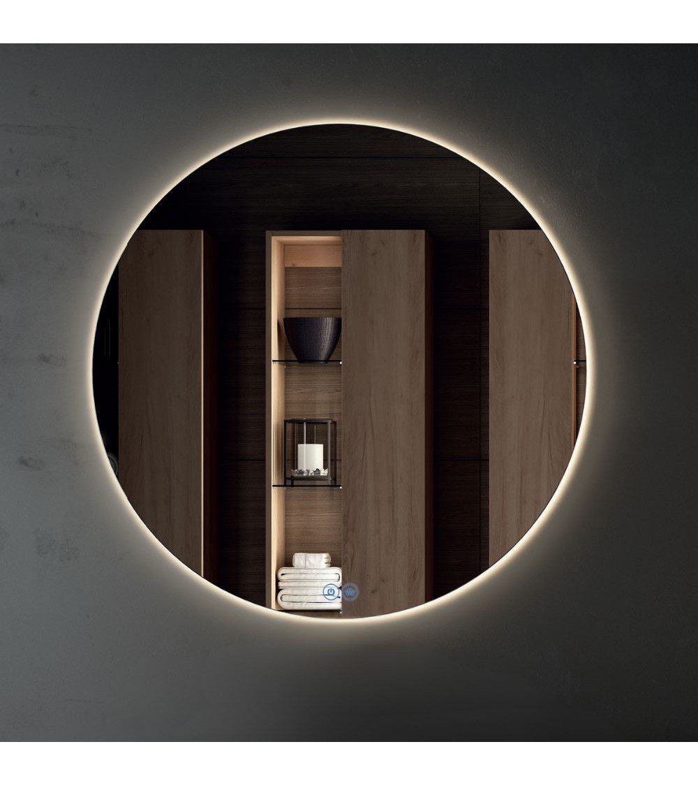 Specchio rotondo Renhu diametro 100 con luce LED doppio sensore e anti appannamento