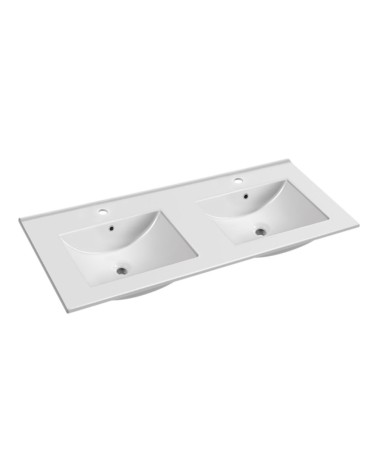 Lavabo da appoggio 20331 in ceramica due vasche 121.5x47 cm colore bianco