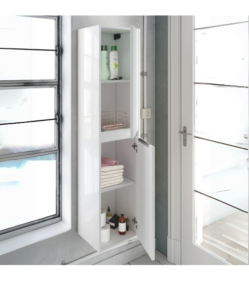 Colonna bagno Bolton 35x30.5x150 cm. 2 ante reversibili colore bianco laccato lucido