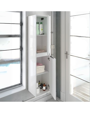 Colonna bagno Bolton 35x30.5x150 cm. 2 ante reversibili colore bianco laccato lucido