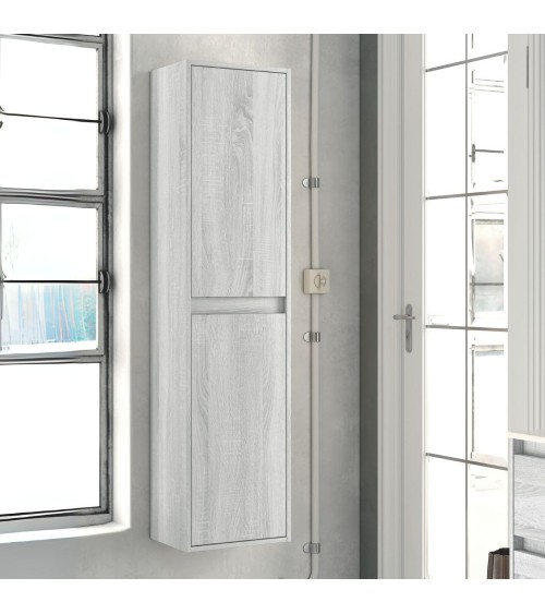 Colonna bagno Bolton 35x30.5x150 cm. 2 ante reversibili colore rovere grigio ghiaccio