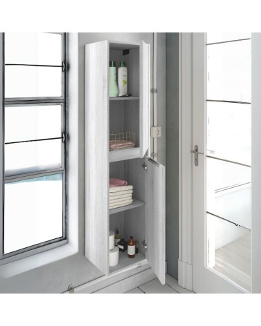 Colonna bagno Bolton 35x30.5x150 cm. 2 ante reversibili colore rovere grigio ghiaccio