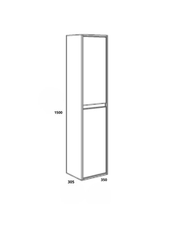 Colonna bagno Bolton 35x30.5x150 cm. 2 ante reversibili colore rovere grigio ghiaccio