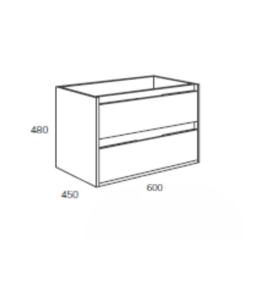 Mobile bagno sospeso Bolton con 2 cassetti 60x45x48 cm colore bianco laccato lucido