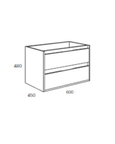 Mobile bagno sospeso Bolton con 2 cassetti 60x45x48 cm colore bianco laccato lucido
