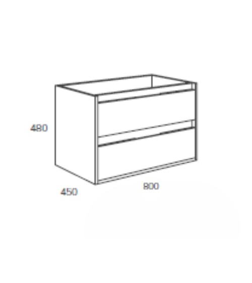 Mobile bagno sospeso Bolton con 2 cassetti 80x45x48 cm colore bianco laccato lucido
