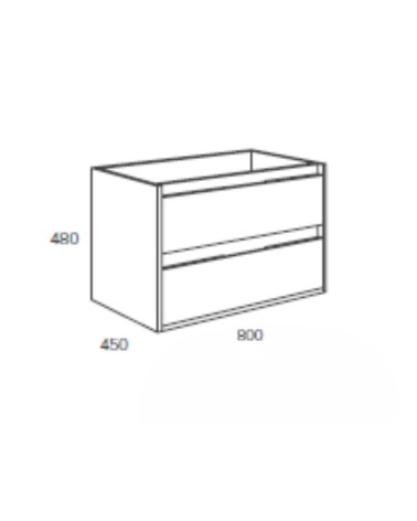 Mobile bagno sospeso Bolton con 2 cassetti 80x45x48 cm colore bianco laccato lucido