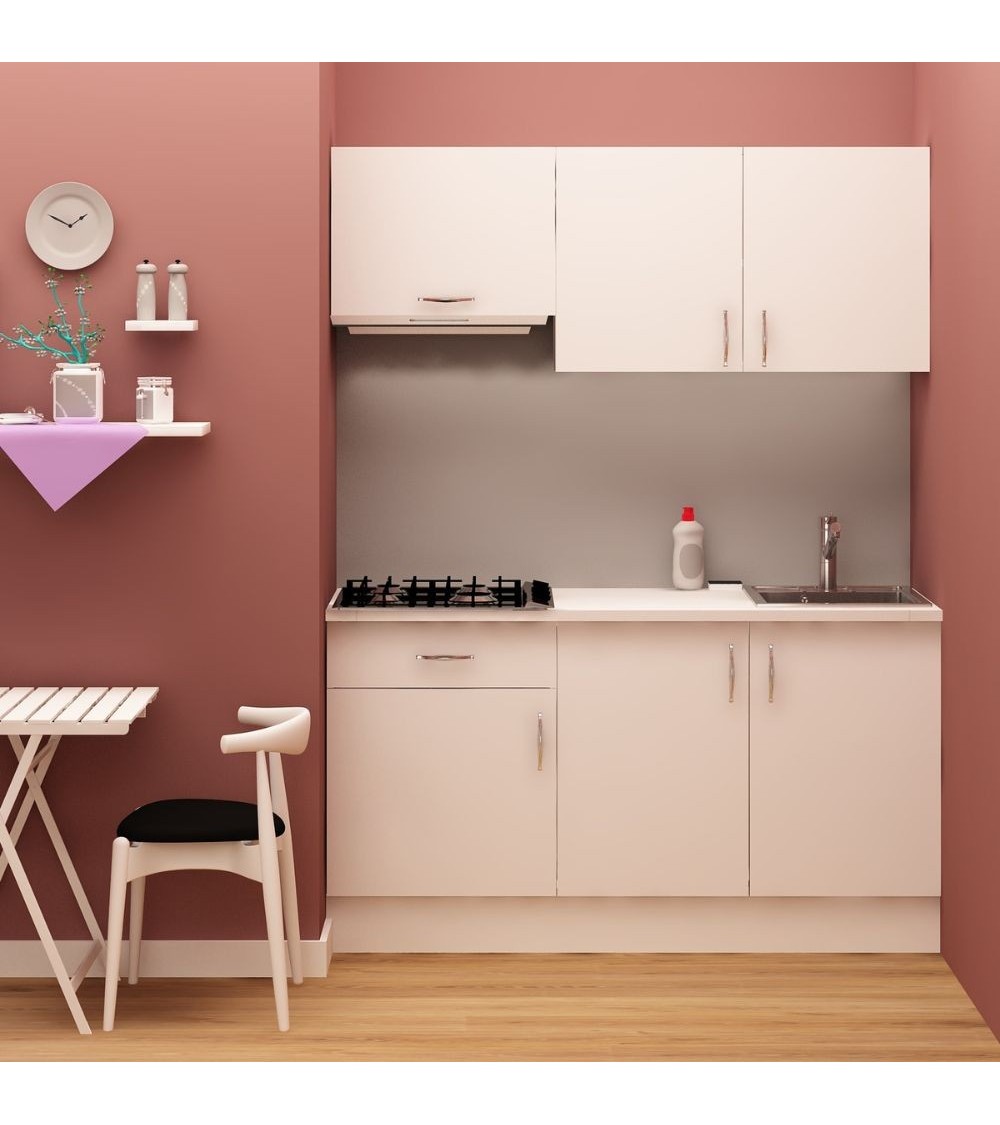 Cucina monoblocco Isernia 160 cm bianca reversibile con elettrodomestici