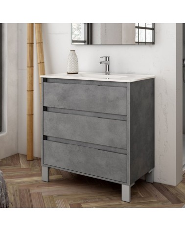 Mobile bagno Bolton con 3 cassetti 80x45x84 cm colore cemento