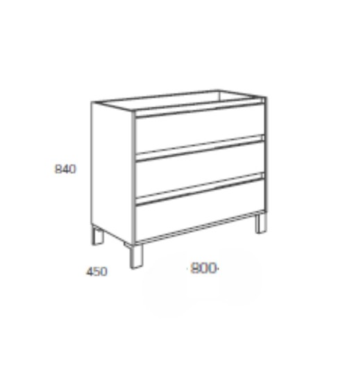Mobile bagno Bolton con 3 cassetti 80x45x84 cm colore cemento