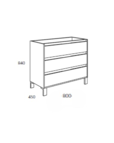 Mobile bagno Bolton con 3 cassetti 80x45x84 cm colore cemento