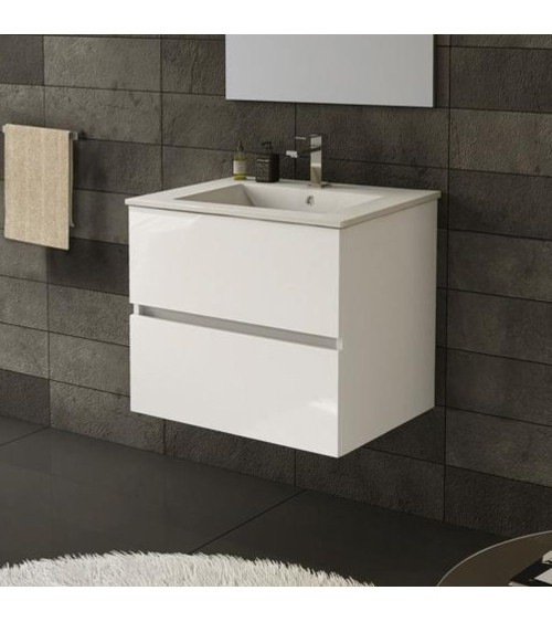 Mobile bagno sospeso Sevilla con 2 cassetti 60x44.6x52 cm colore bianco lucido