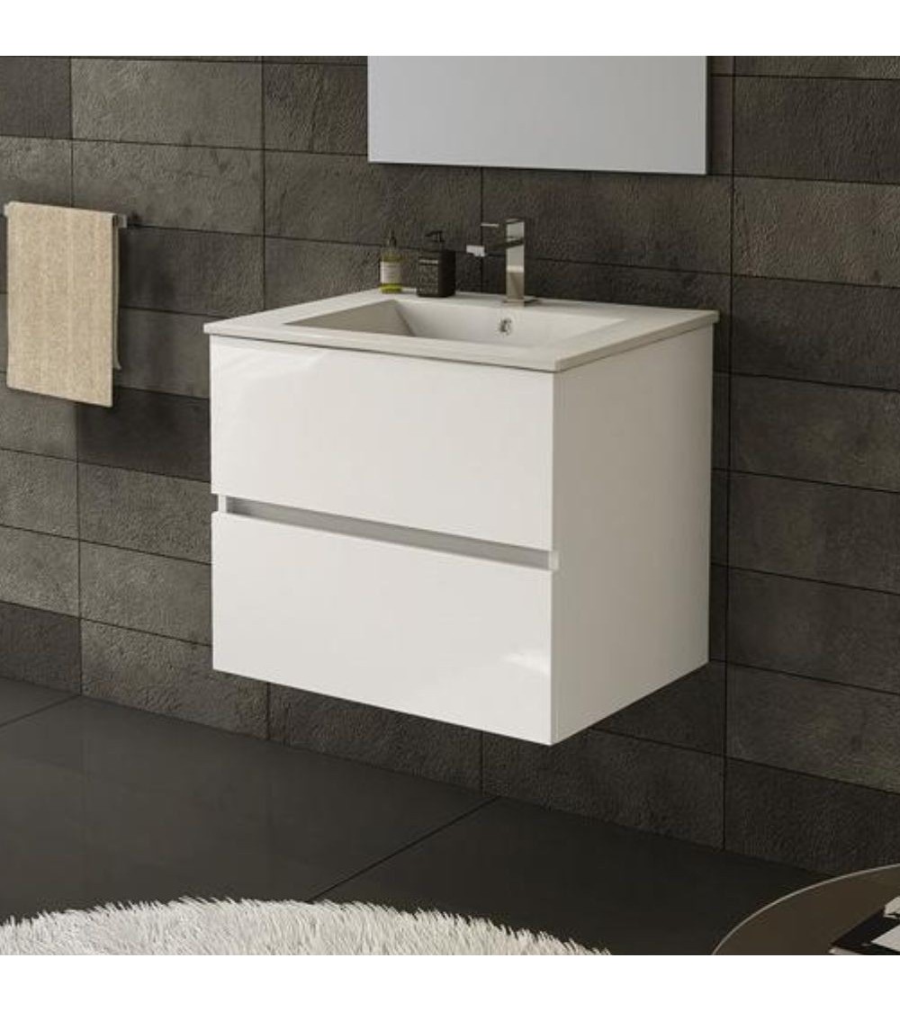 Mobile bagno sospeso Sevilla con 2 cassetti 60x44.6x52 cm colore bianco lucido