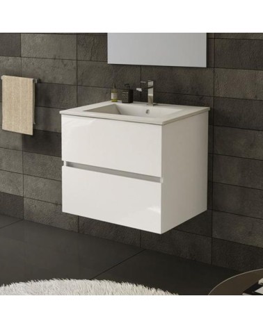 Mobile bagno sospeso Sevilla con 2 cassetti 60x44.6x52 cm colore bianco lucido