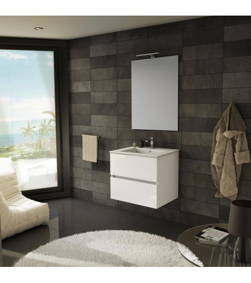 Mobile bagno sospeso Sevilla con 2 cassetti 60x44.6x52 cm colore bianco lucido