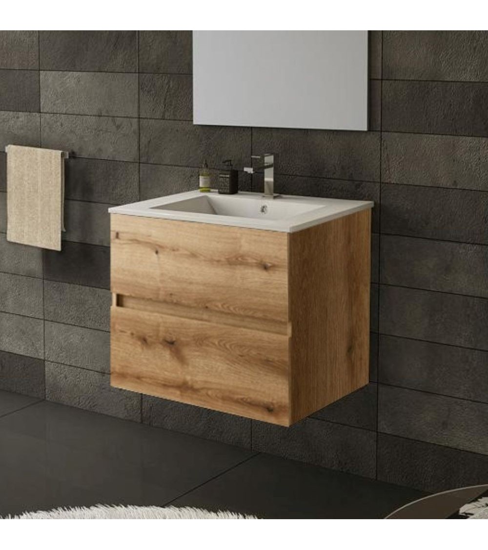 Mobile bagno sospeso Sevilla con 2 cassetti 60x44.6x52 cm colore rovere quercia