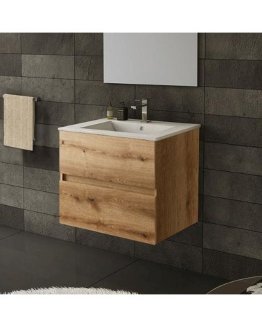 Mobile bagno sospeso Sevilla con 2 cassetti 60x44.6x52 cm colore rovere quercia