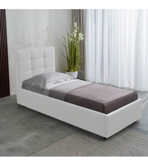 Letto singolo con contenitore Napoli bianco
