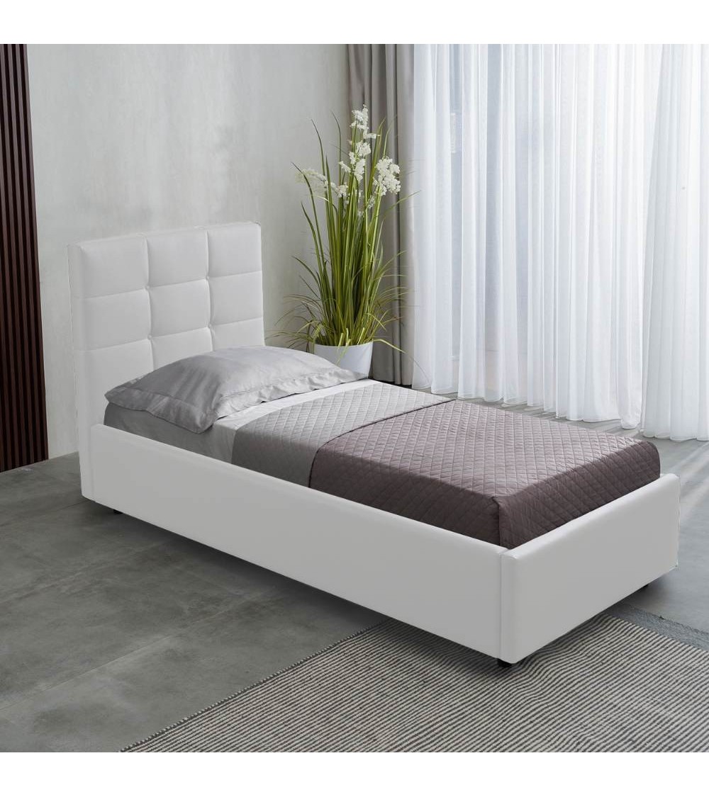 Letto singolo con contenitore Napoli bianco