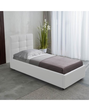 Letto singolo con contenitore Napoli bianco