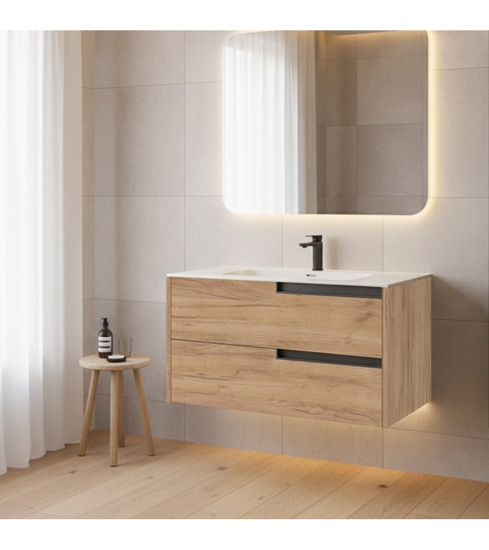 Mobile bagno sospeso Modular con due cassettoni 80x45x50 cm colore rovere miele
