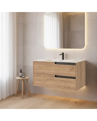 Mobile bagno sospeso Modular con due cassettoni 80x45x50 cm colore rovere miele