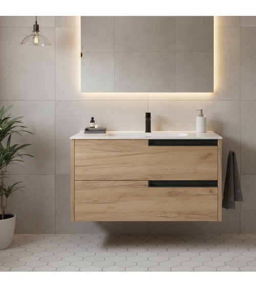 Mobile bagno sospeso Modular con due cassettoni 80x45x50 cm colore rovere miele