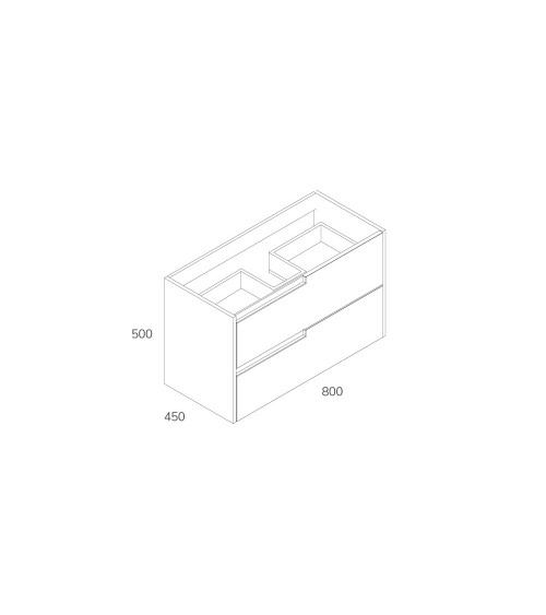 Mobile bagno sospeso Modular con due cassettoni 80x45x50 cm colore rovere miele