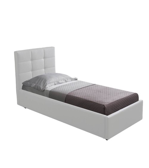 Letto singolo con contenitore Napoli bianco