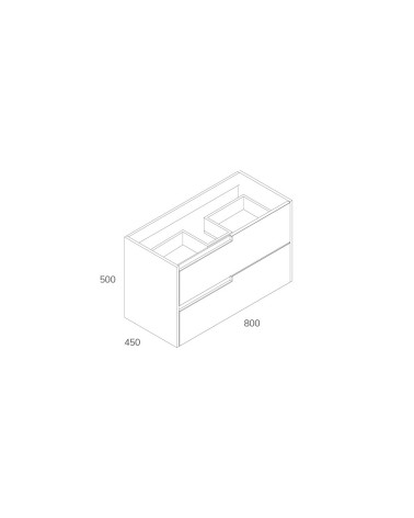 Mobile bagno sospeso Modular con due cassettoni 80x45x50 cm colore cashmere